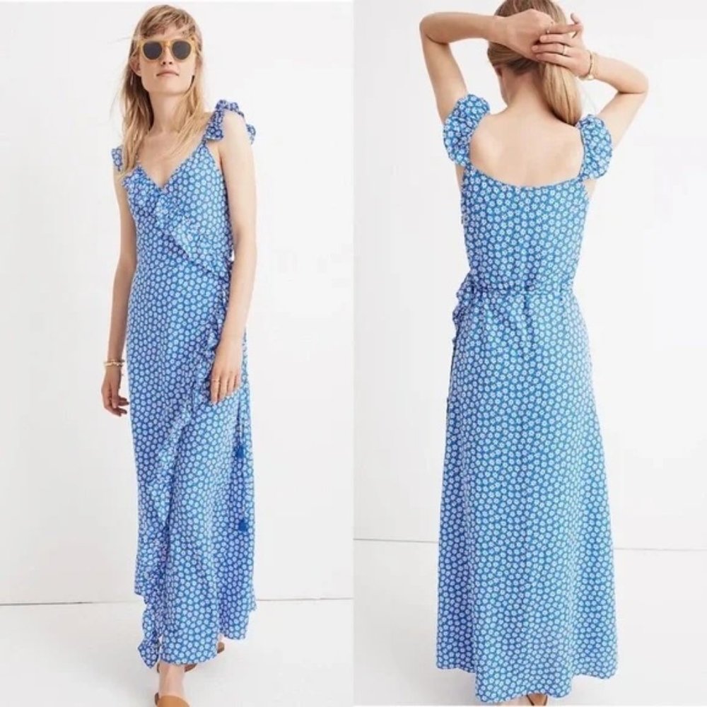 Madewell Ruffled Wrap Maxi Dress in Mini Daisy